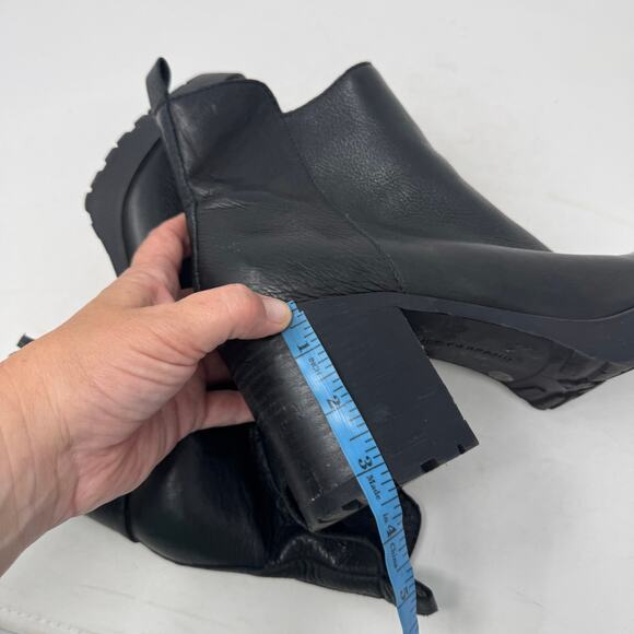 Lucky Brand Women’s Size 9.5 Black Leather Block Heel Ankle Boots Booties - Picture 13 of 14